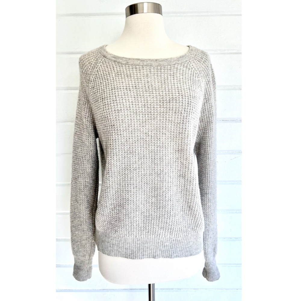 PLY CASHMERE Waffle Knit Cashmere Pullover in Oatmeal - L